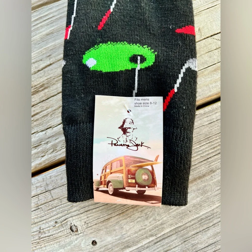 NWT Panama Jack 2 pairs Golf-Themed Black and Gray Socks‎